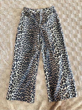 OAT Leopard Wide Leg Jeans Brown Black Size 0/25